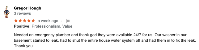 Screen Shot 2020-10-31 at 4.29.59 PM Google Review for North Bay Plumbers